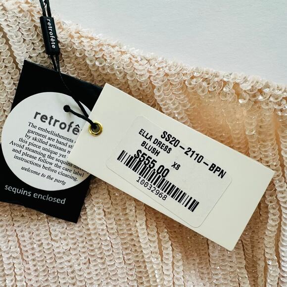 Retrofete x REVOLVE Ella Dress Taffy Pink NEW XS Sequin One Shoulder Party - Picture 5 of 9